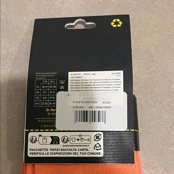 Dr. Martens Vibrant Orange and Black Casual Socks - Picture 2 of 3